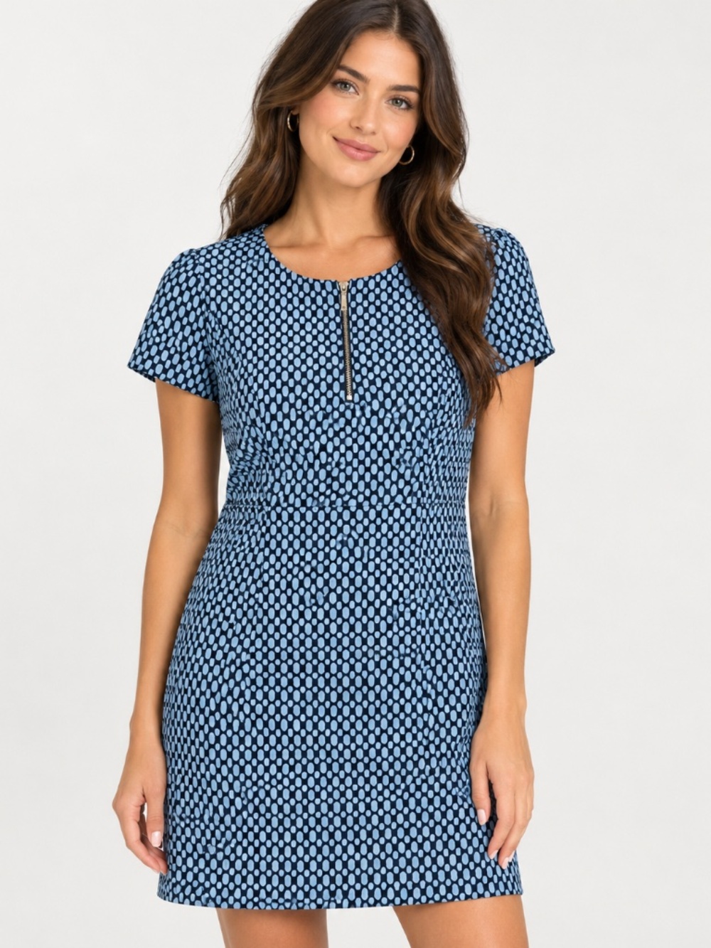 Talbots Petites Blue Geometric Sheath Dress Size 14P